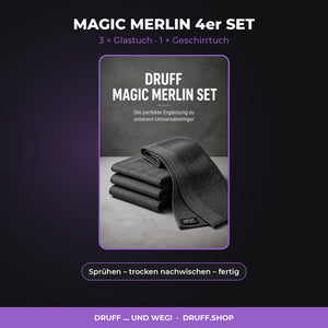 MAGIC MERLIN Set de 4 chiffons en fibres high-tech – 3 × chiffon à vitres, 1 × torchon à vaisselle