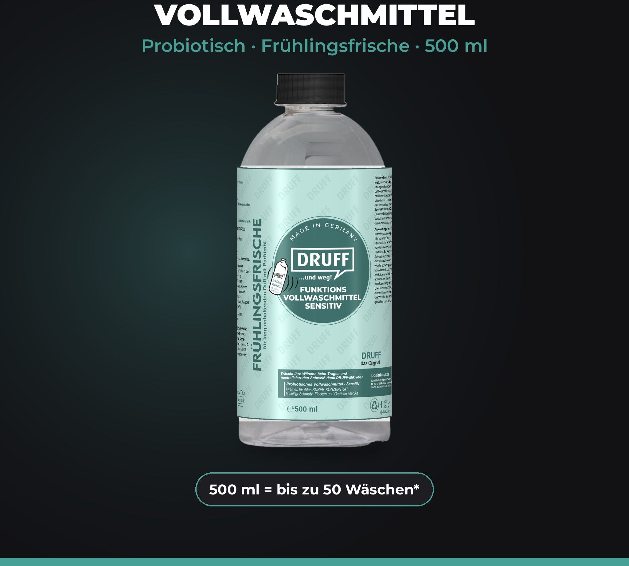 DRUFF Probiotisches Funktionswaschmittel Frühlingsfrische gegen Schweissgeruch