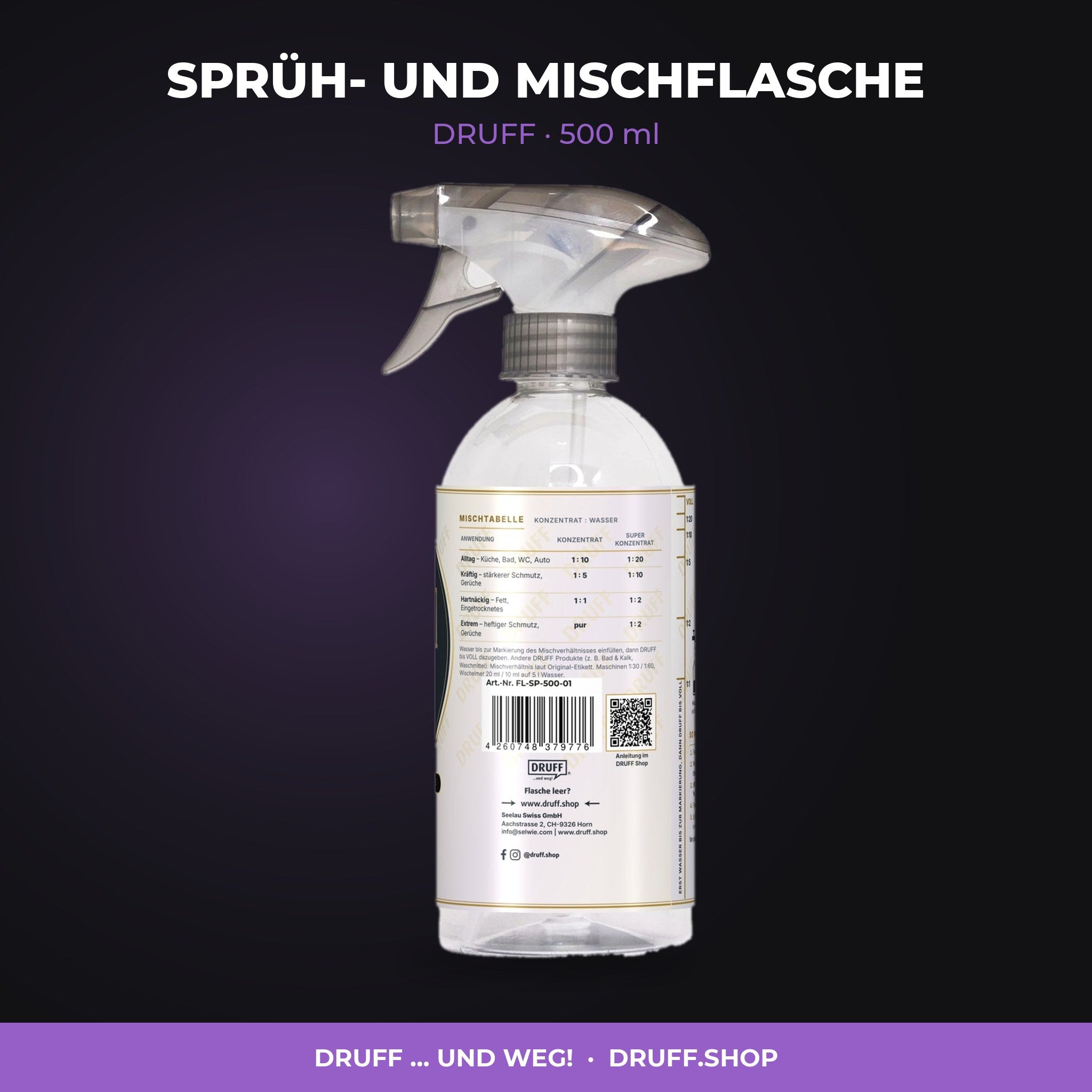 SPRÜH- UND MISCHFLASCHE – DRUFF, 500 ml