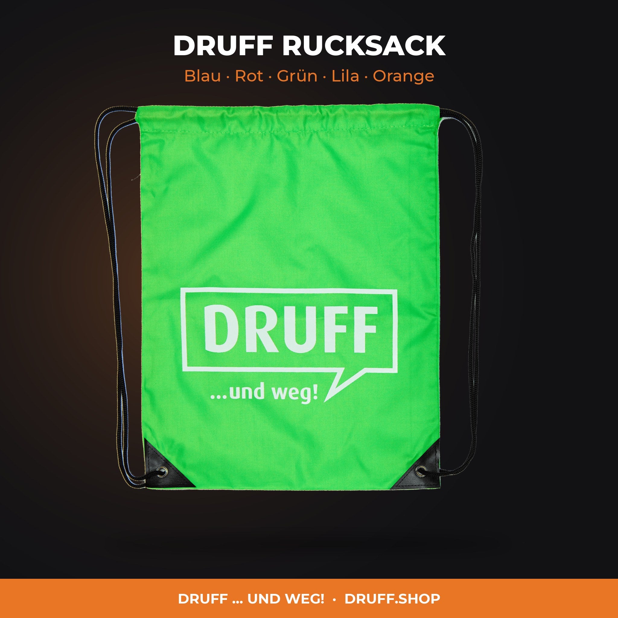 DRUFF RUCKSACK – Blau, Rot, Grün, Lila, Orange
