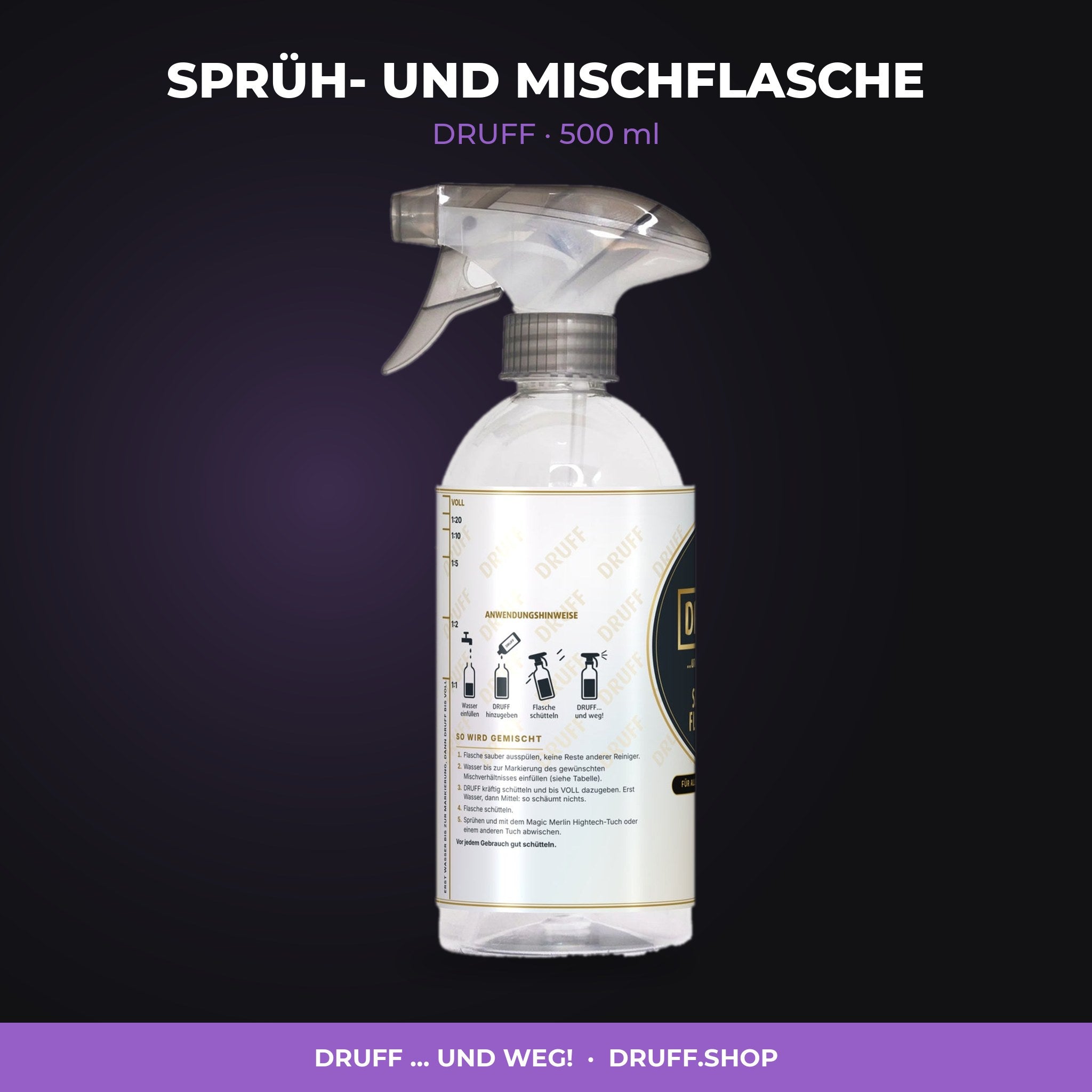 SPRÜH- UND MISCHFLASCHE – DRUFF, 500 ml