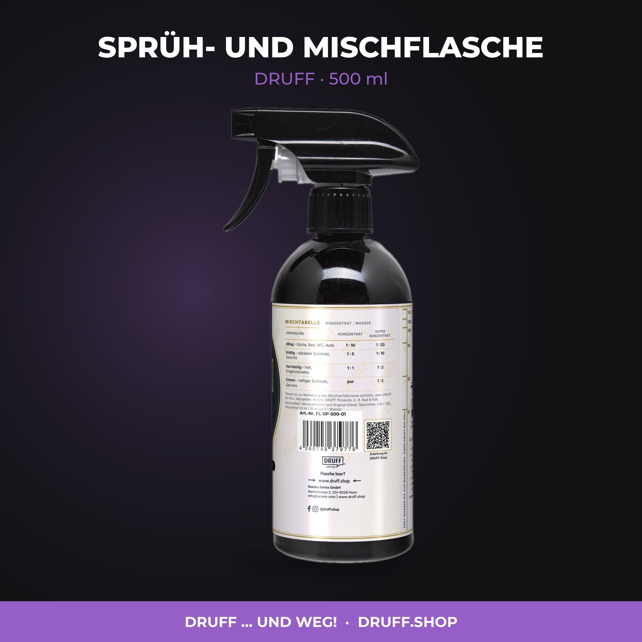 SPRÜH- UND MISCHFLASCHE – DRUFF, 500 ml