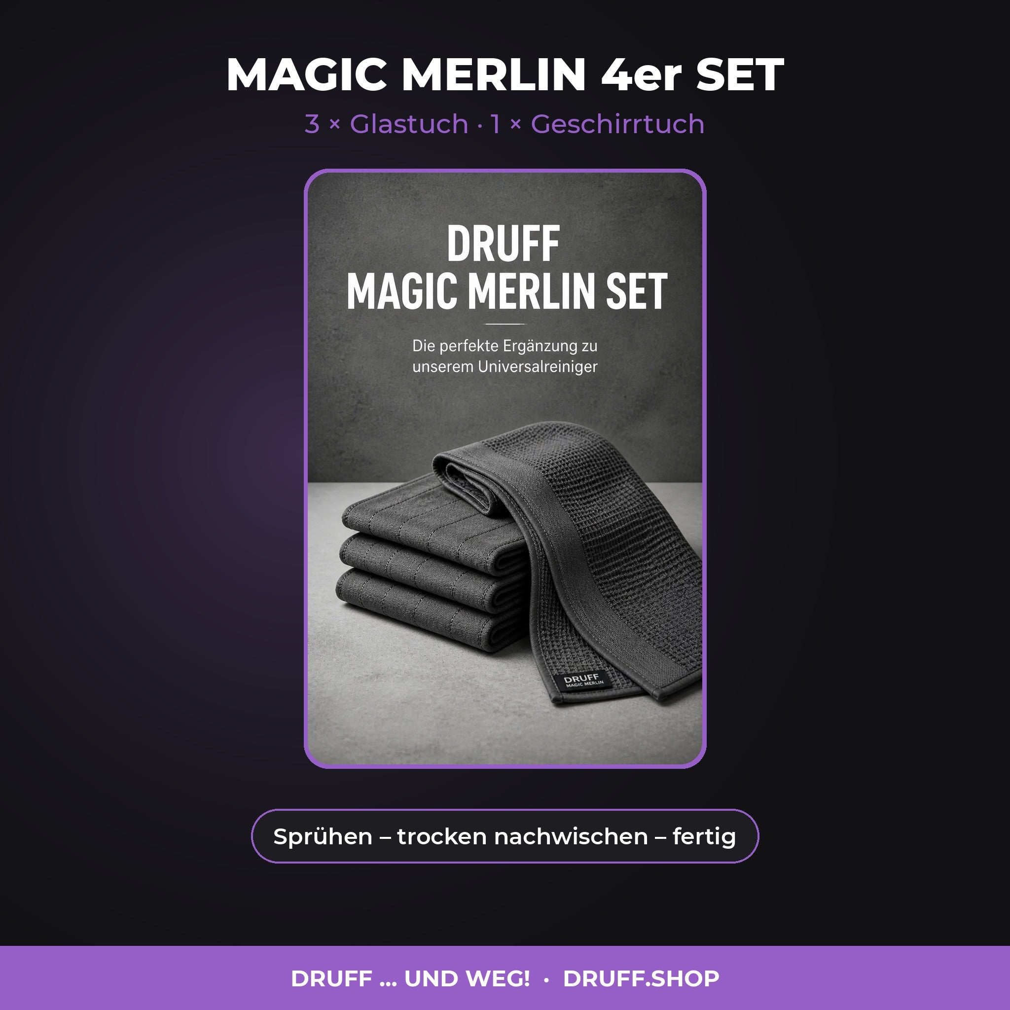 MAGIC MERLIN Hightech-Fasertuch 4er Set