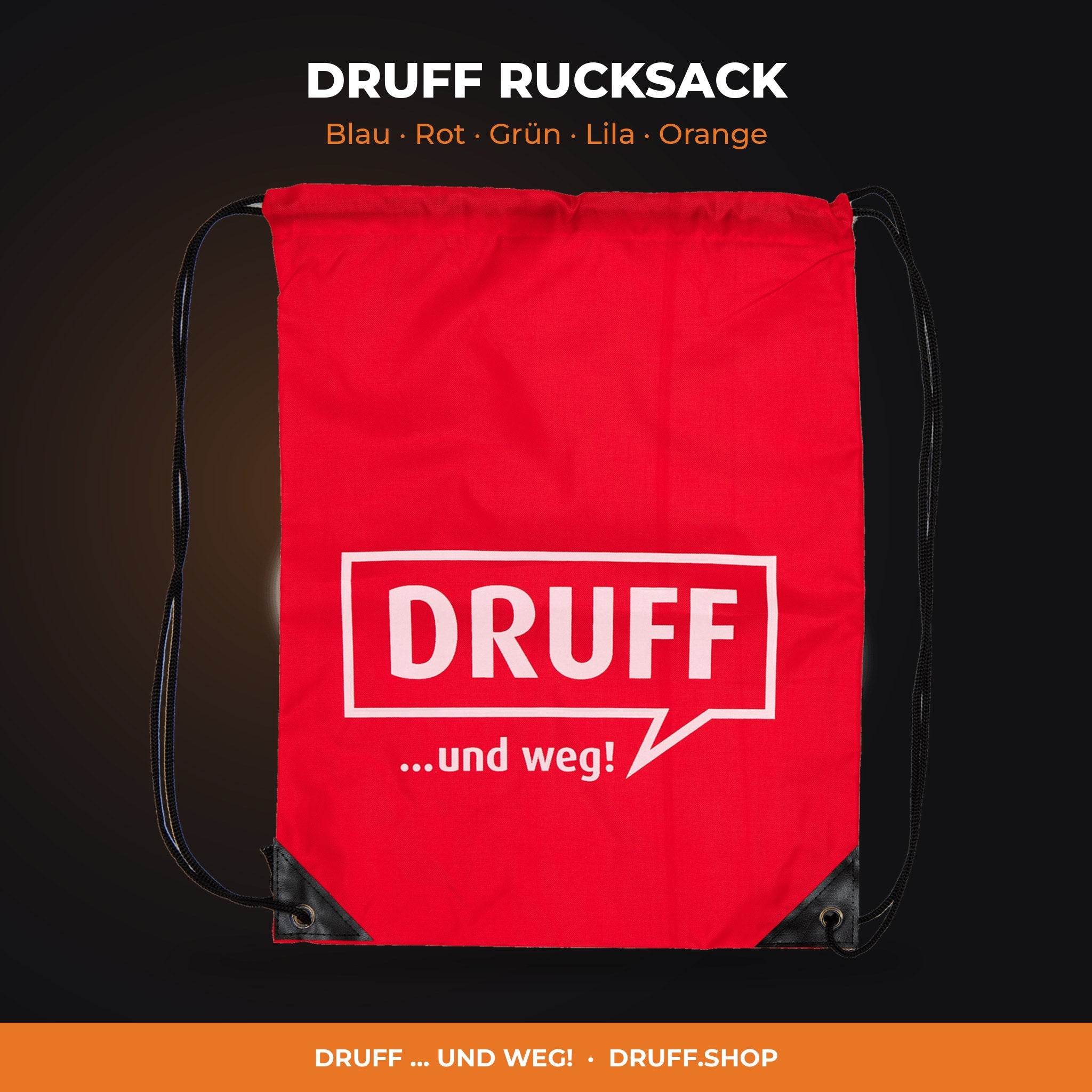 DRUFF RUCKSACK – Blau, Rot, Grün, Lila, Orange