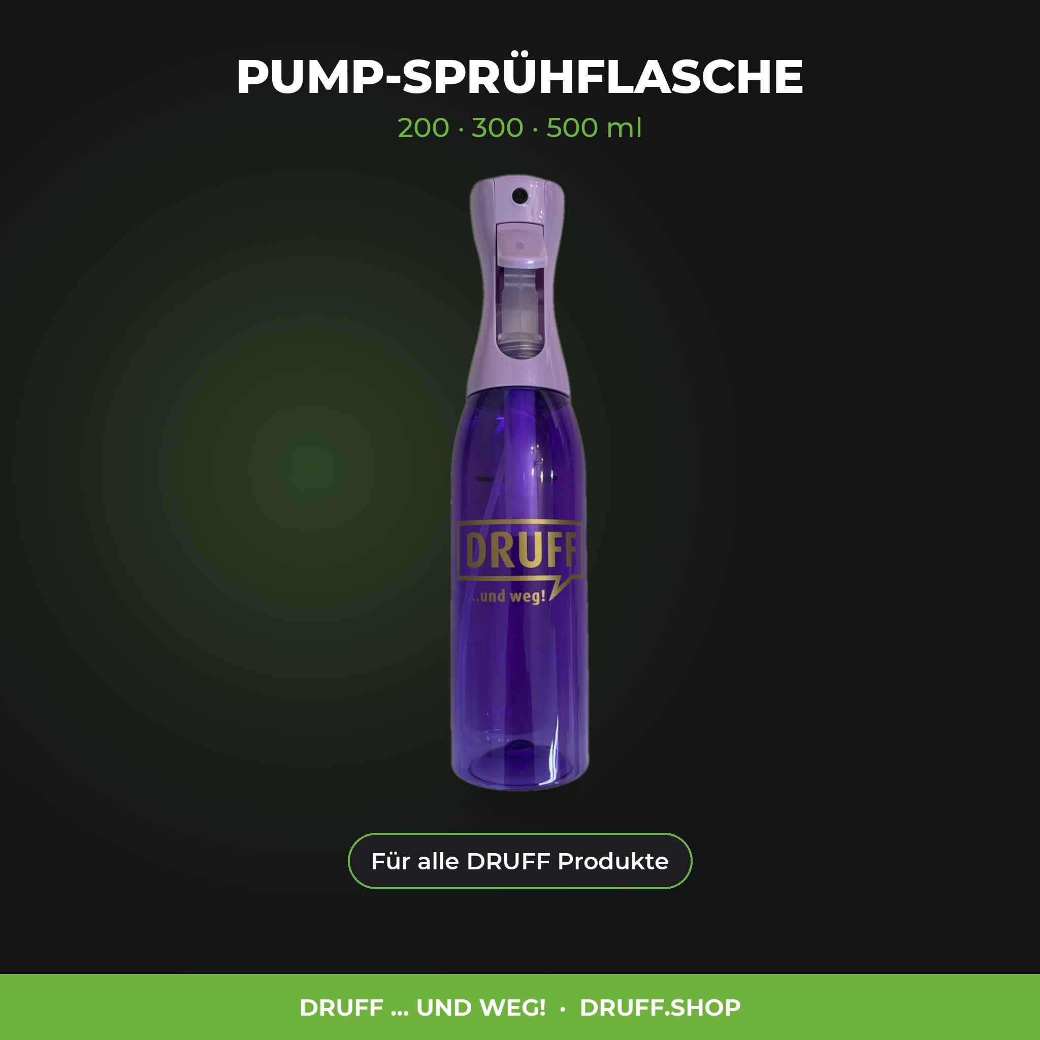 DRUFF Pump-Sprühflasche 200, 300 oder 500 ml