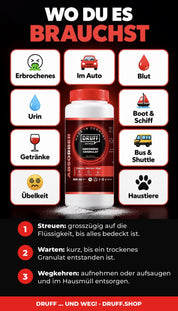 DRUFF Absorber-Granulat 500 ml Pinie – Wo du es brauchst