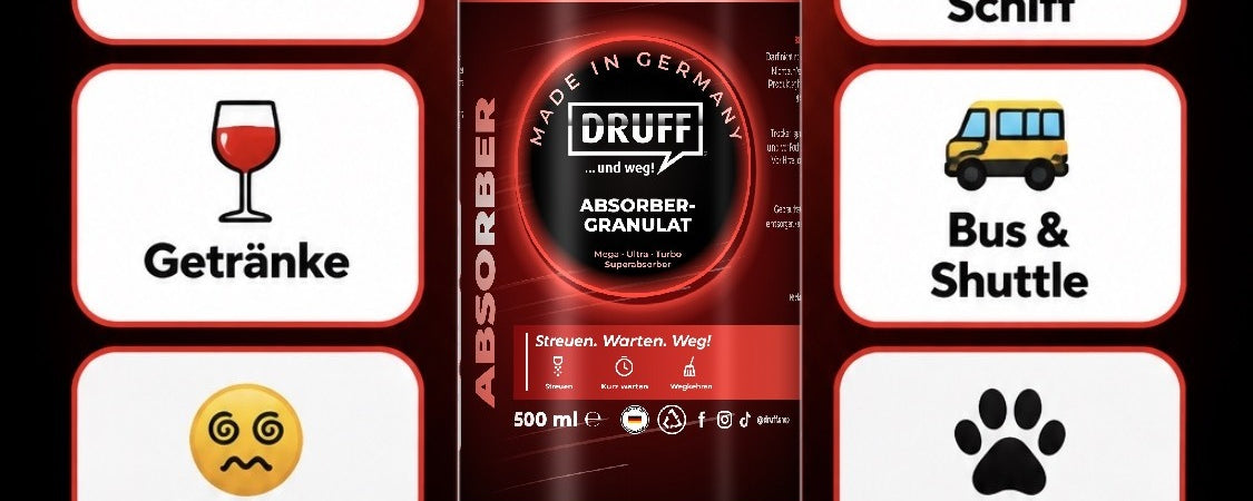 DRUFF Absorber-Granulat 500 ml Neutral – Wo du es brauchst, Streuen, Warten, Wegkehren