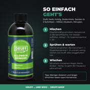 DRUFF Allzweckreiniger Cedar – Anwendung in 3 Schritten