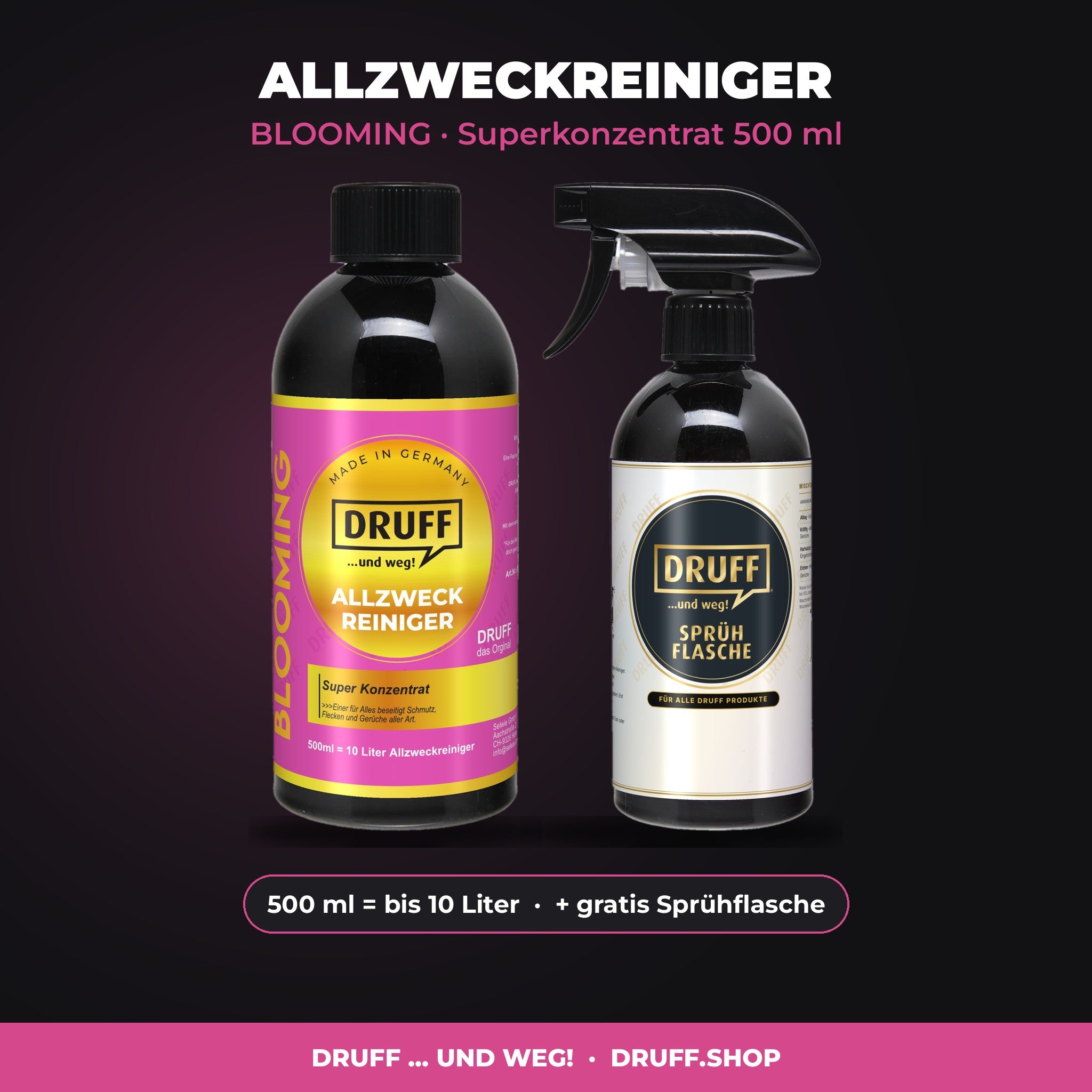 DRUFF Allzweckreiniger BLOOMING Superkonzentrat 500 ml mit Sprühflasche