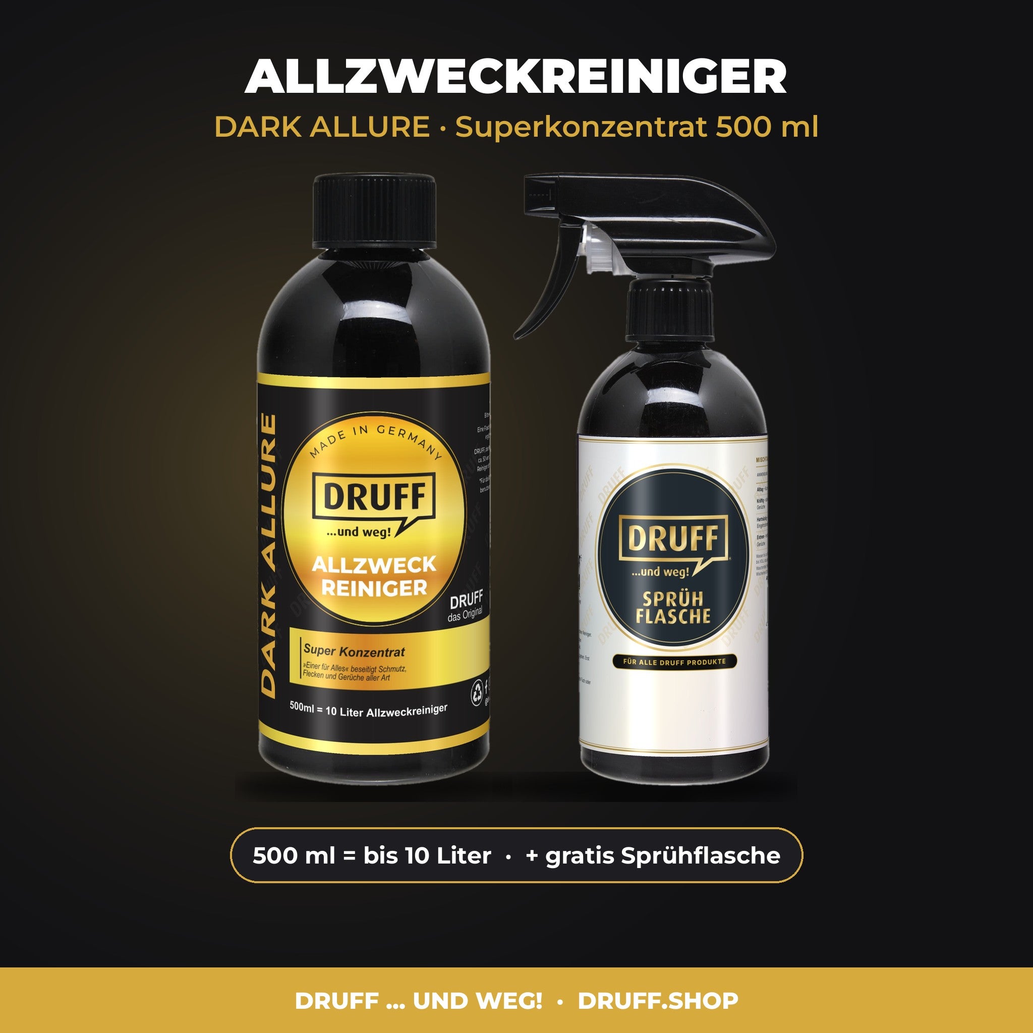 DRUFF Allzweckreiniger DARK ALLURE Superkonzentrat 500 ml mit Sprühflasche