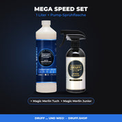 DRUFF MEGA SPEED Set: 1 Liter Autoversiegelung mit Pump-Sprühflasche und Magic Merlin Tüchern