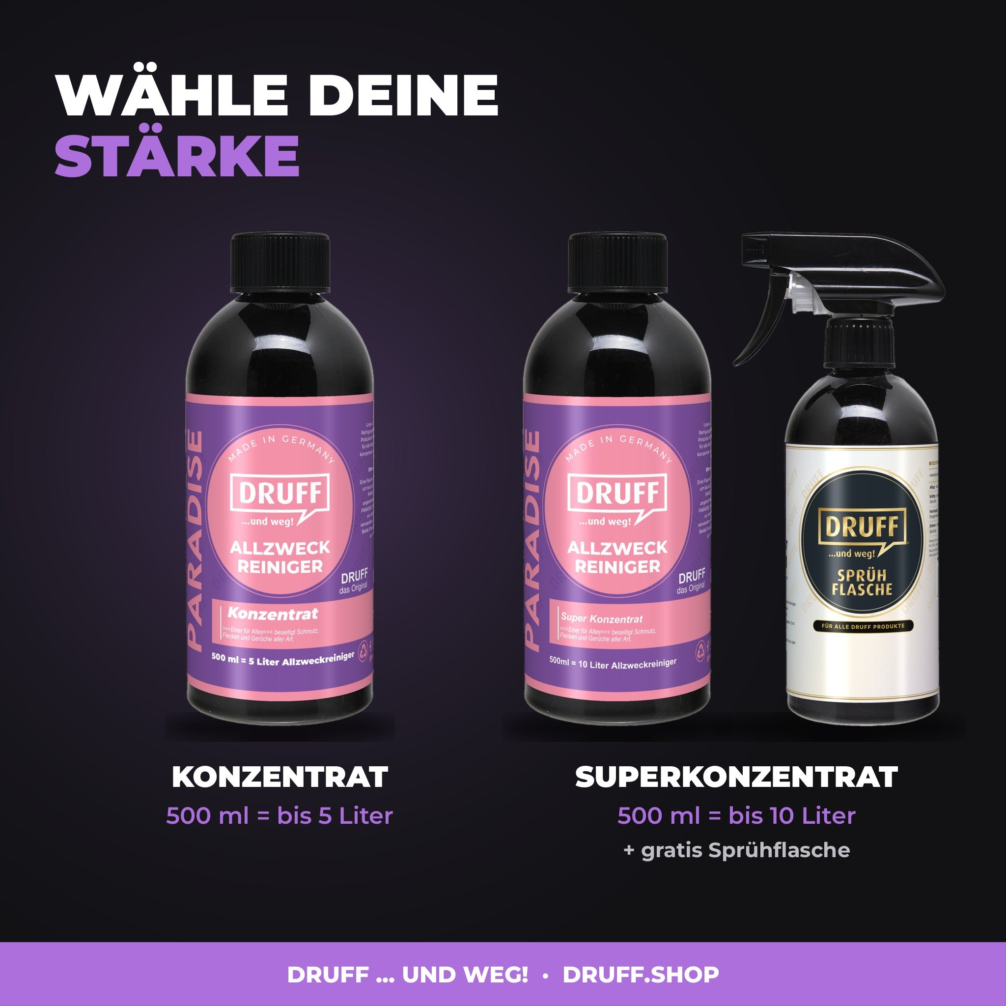 DRUFF Allzweckreiniger PARADISE – Konzentrat oder Superkonzentrat
