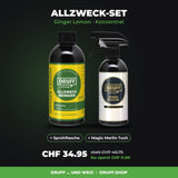 DRUFF Allzweck-Set: Reiniger + Sprühflasche + Tuch – Duft & Stärke wählbar
