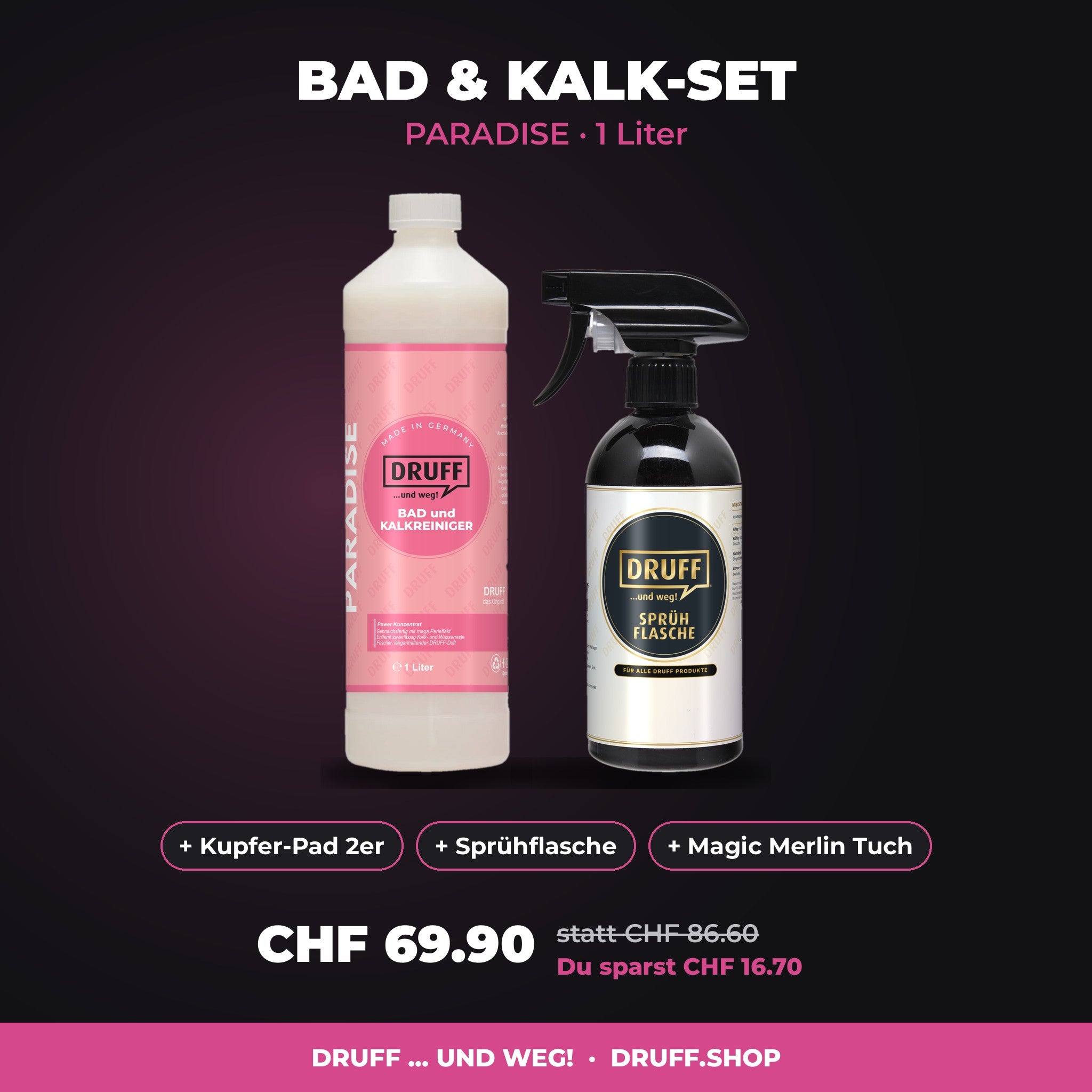 DRUFF Bad & Kalk-Set PARADISE 1 Liter