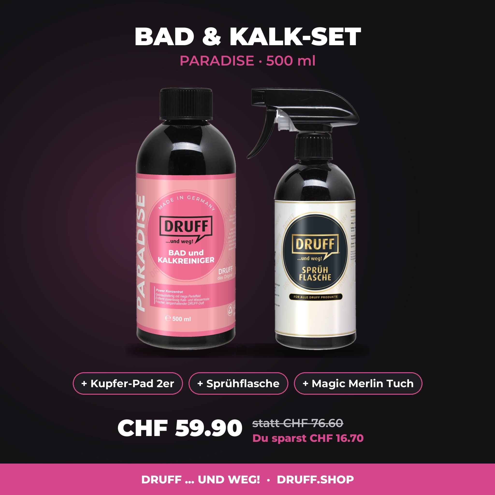DRUFF Bad & Kalk-Set PARADISE 500 ml