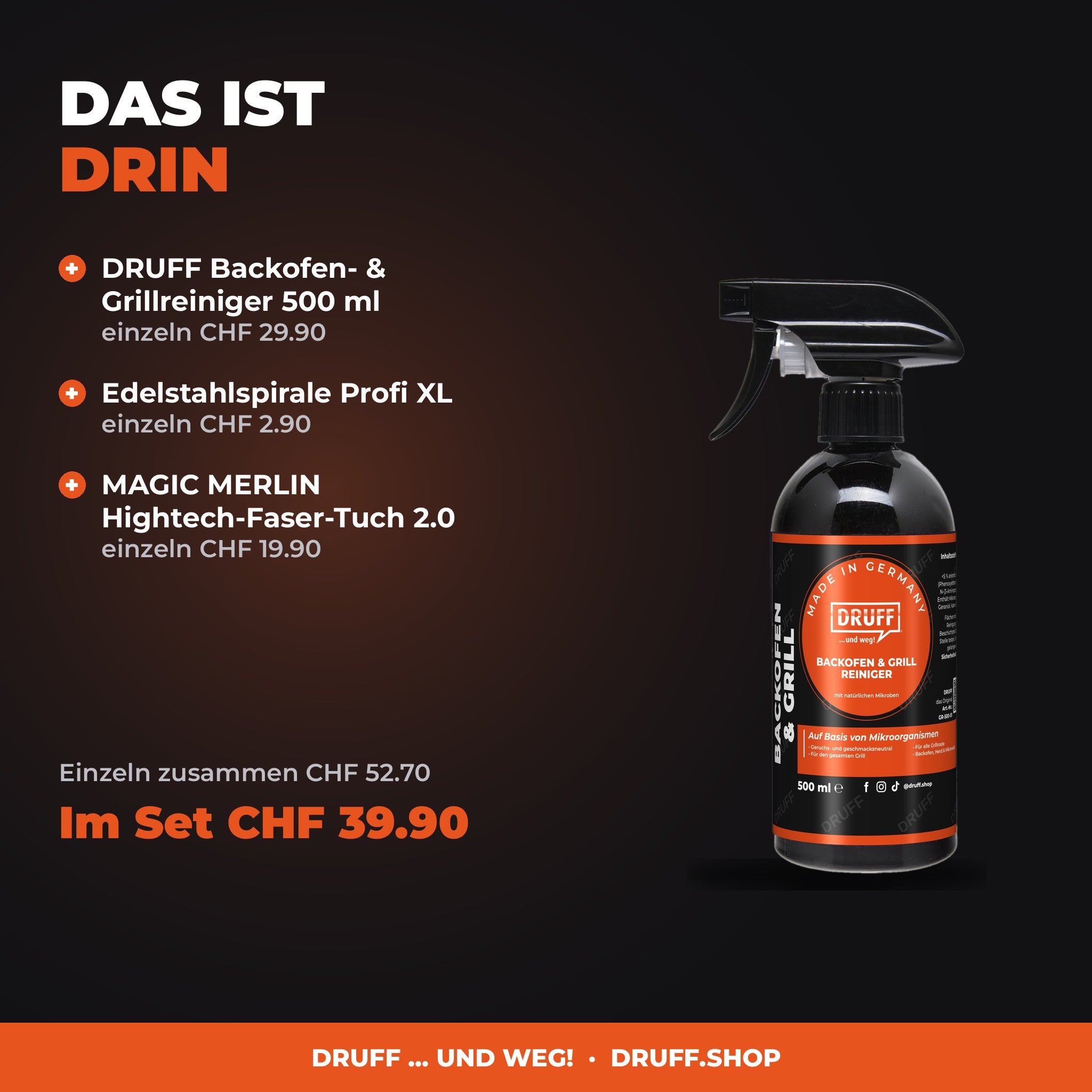 DRUFF Backofen & Grill-Set – das ist drin