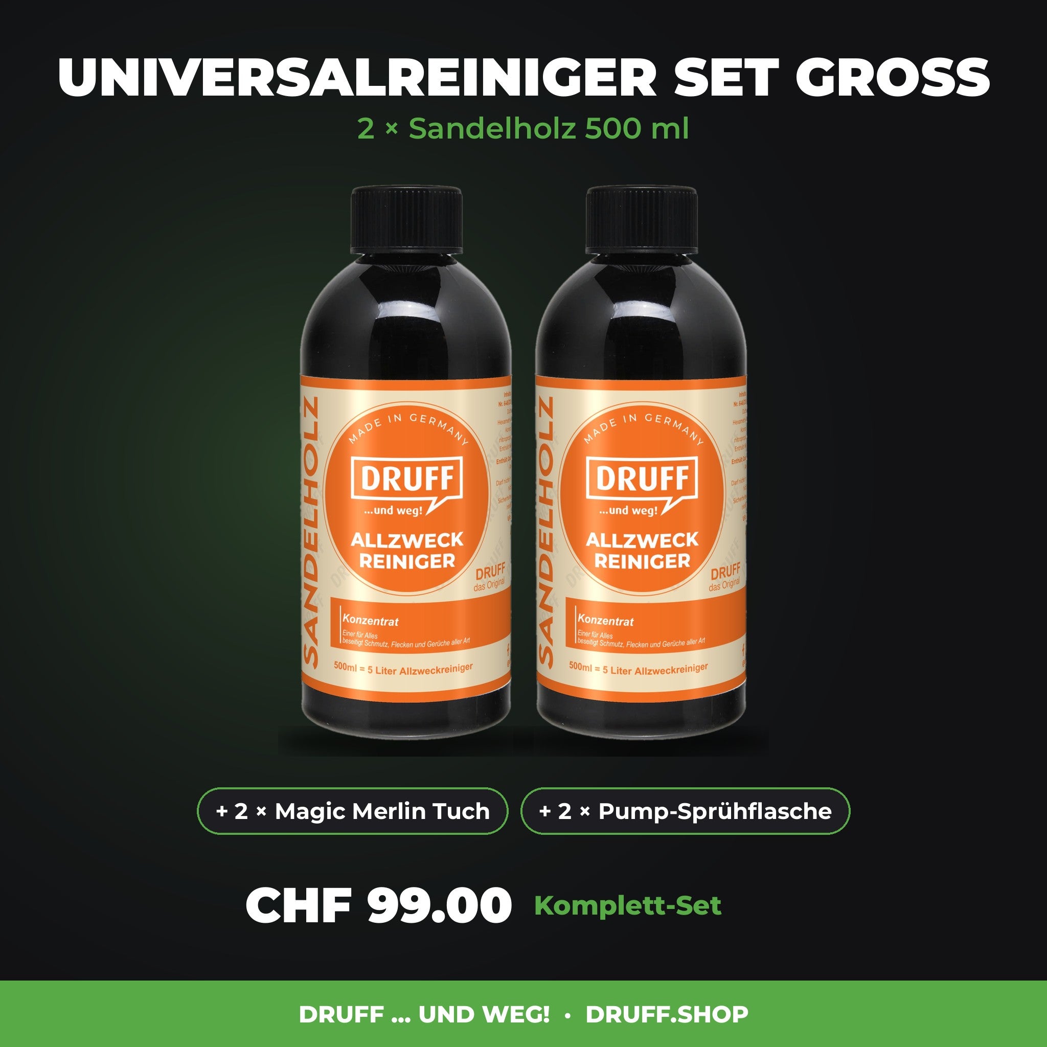 DRUFF Universalreiniger Set gross Sandelholz