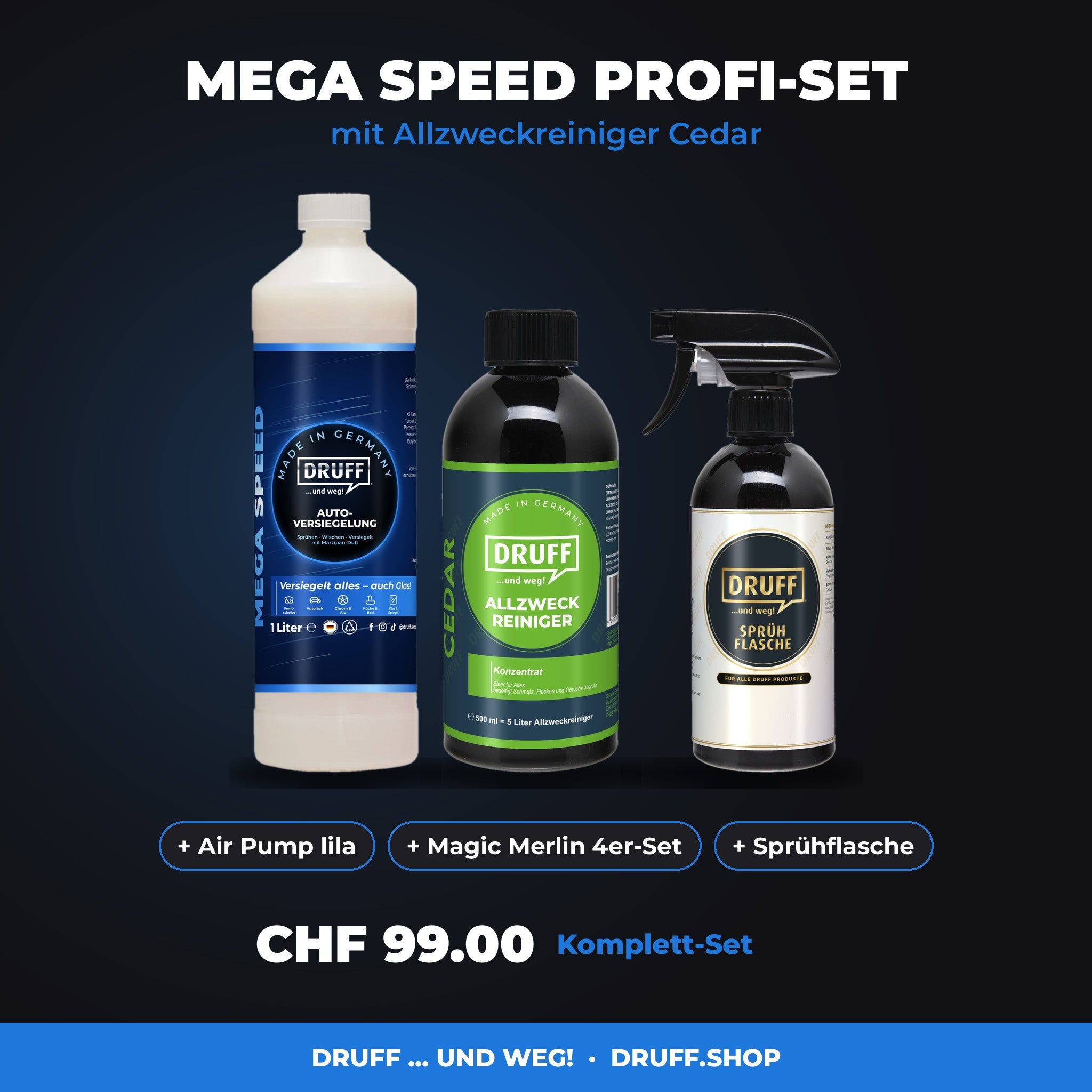 MEGA SPEED Profi-Set mit Allzweckreiniger Cedar