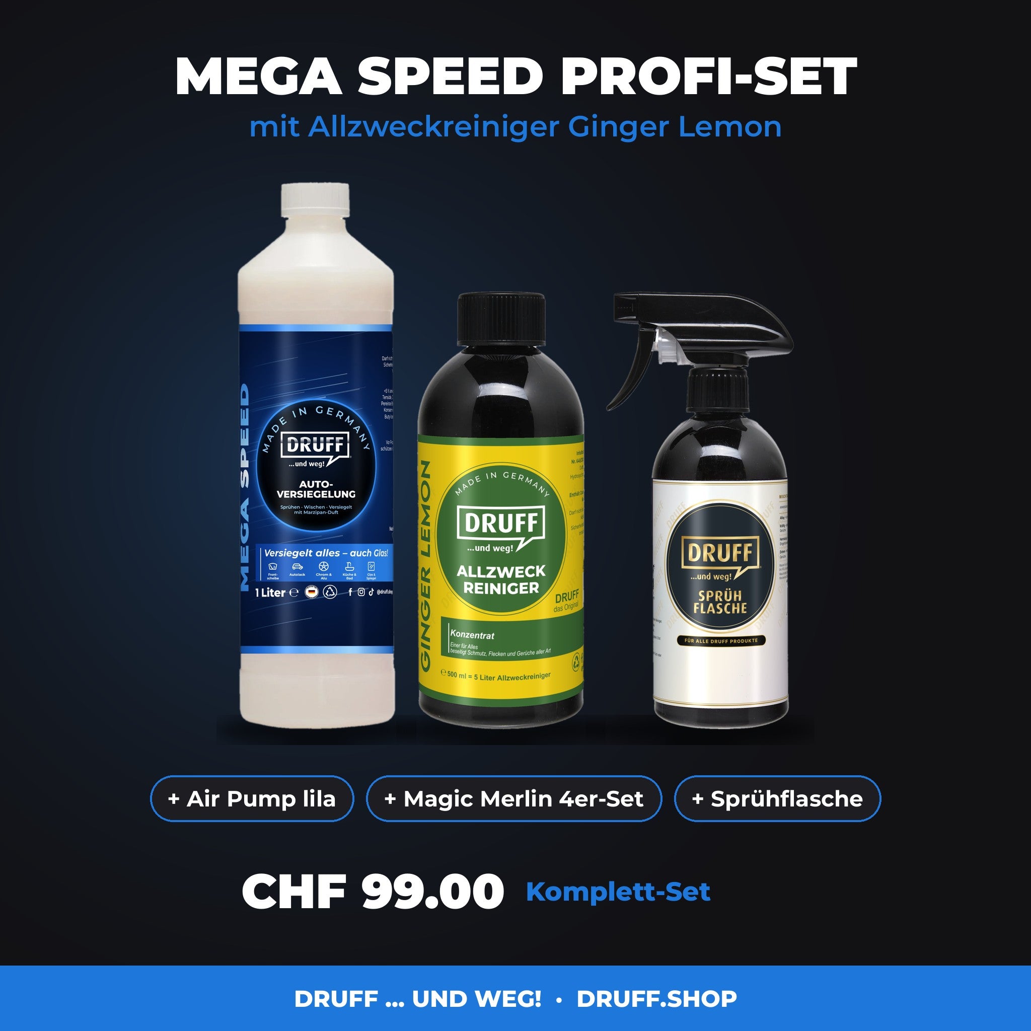 MEGA SPEED Profi-Set mit Allzweckreiniger Ginger Lemon
