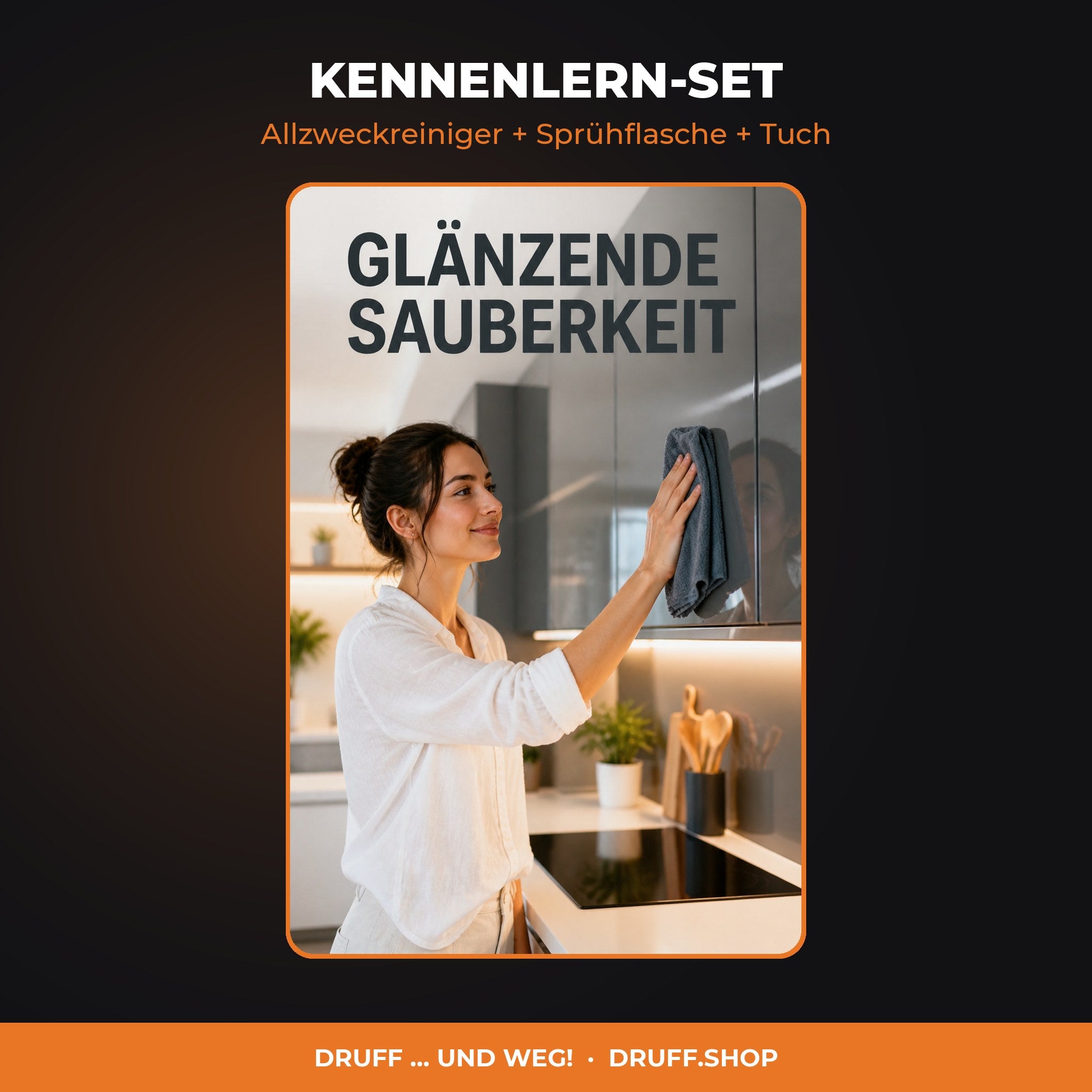 KENNENLERN-SET – Allzweckreiniger + Sprühflasche + Tuch